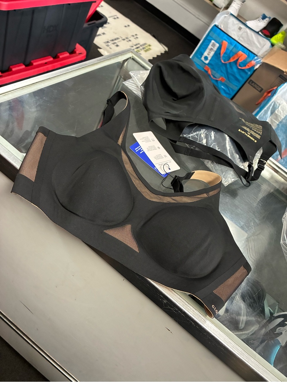 Women’s Honeylove CrossFlex Bra New SZ M++ Black Tan NWT